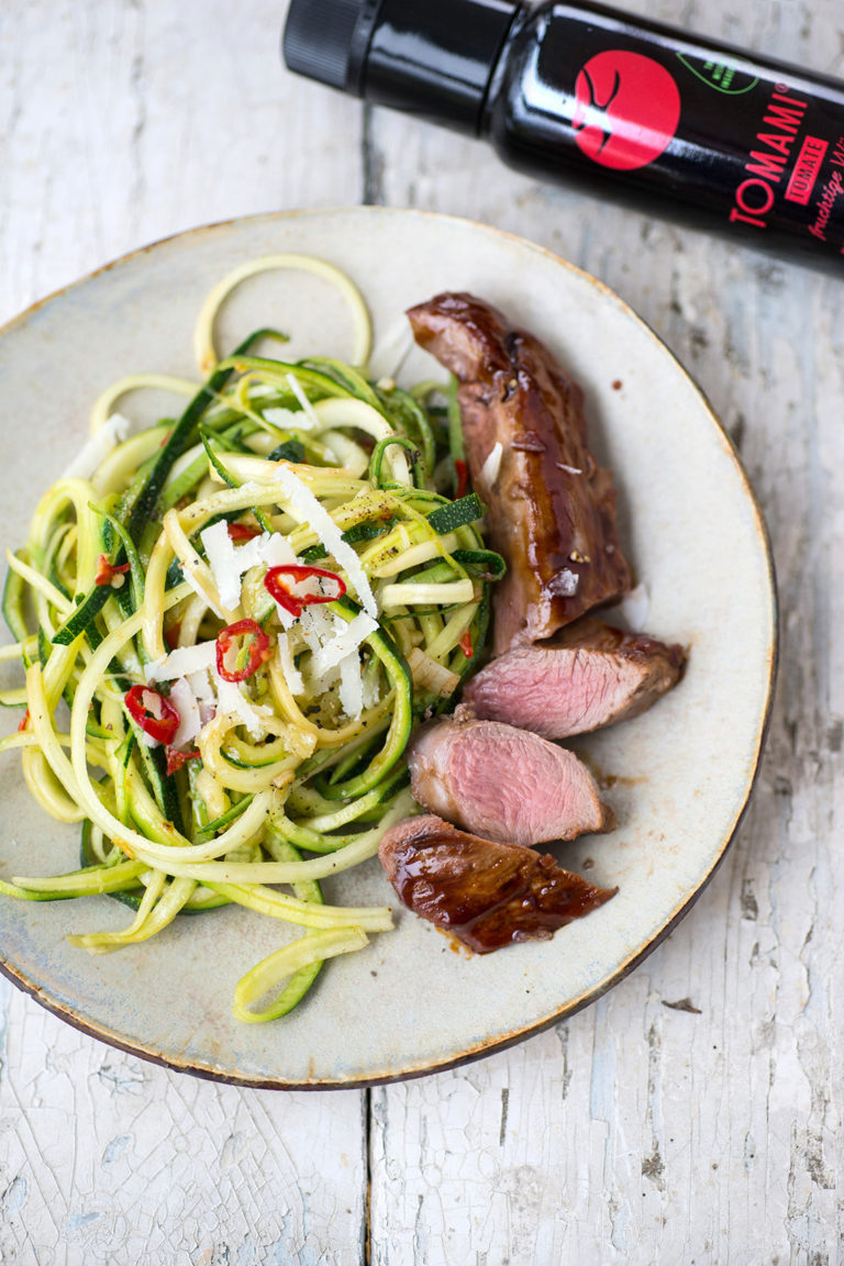 Teaser Lamb fillet with Zucchini-Spaghetti