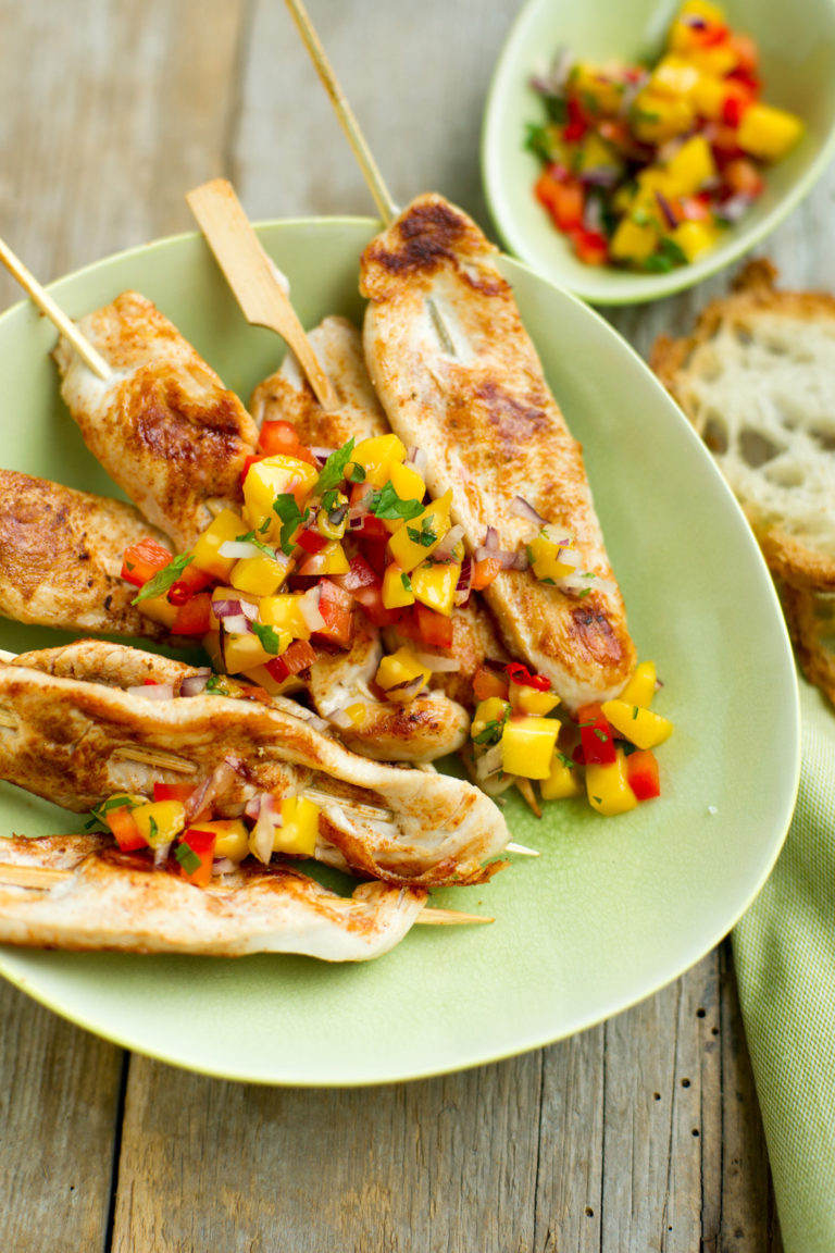 Teaser Turkey kebabs with Mango Salsa