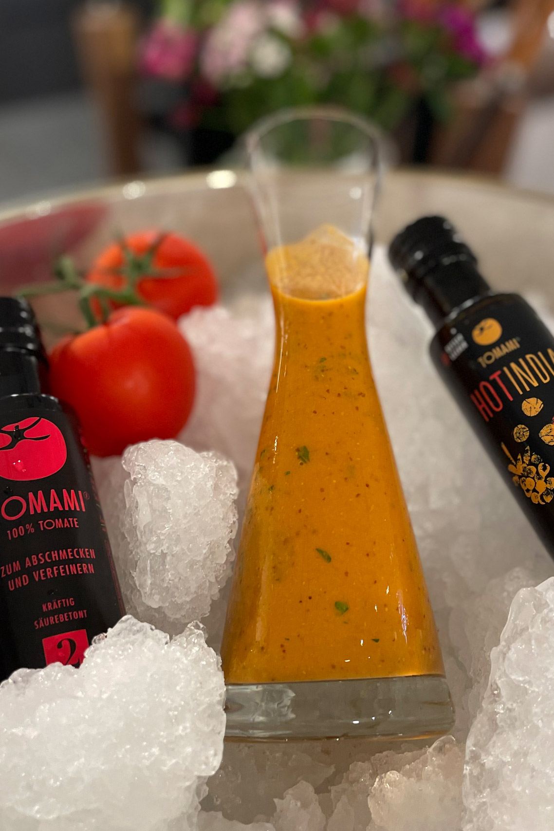 Coarse mustard vinaigrette with fresh tomato￼