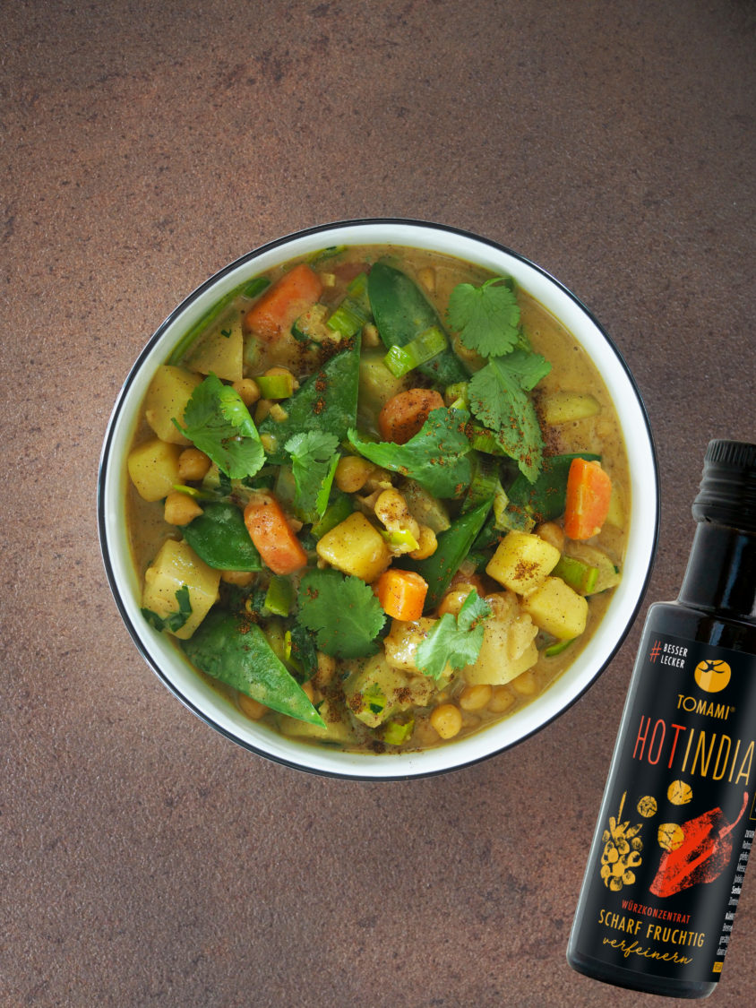 Rezept Veganes Gemüsecurry mit Kaffee-Curry und TOMAMI Hot-India