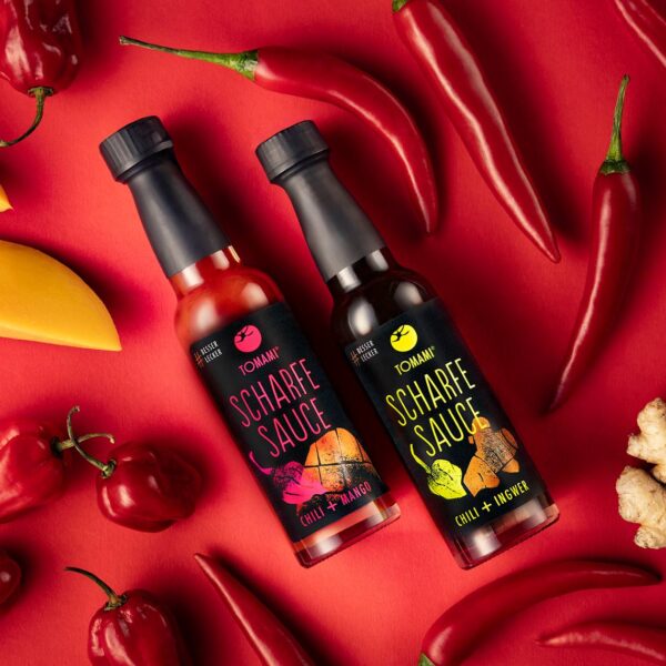 TOMAMI Scharfe Sauce CHILI+INGWER und CHILI+MANGO